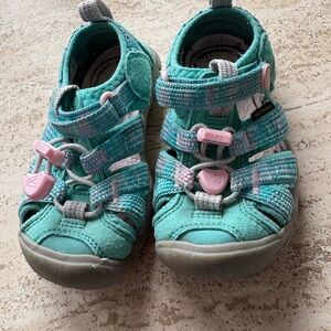 Teal and Pink Kids Sandals